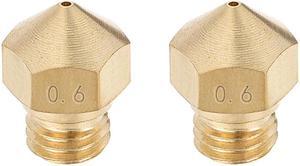 0.6mm 3D Printer Nozzle, Fit MK10 Extruder Head, for 1.75mm Filament Brass 2pcs