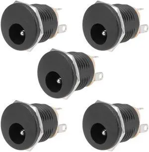 5.5mmx2.1mm DC Power Jack Female Panel Mount Connector Socket 5pcs