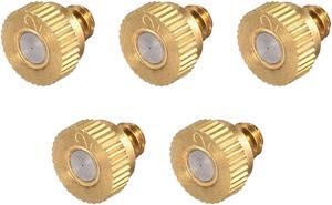 Brass Misting Nozzle - 10/24 UNC 0.2mm Orifice Dia Replacement Heads for Outdoor Cooling System - 5 Pcs