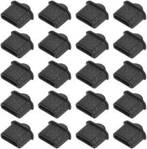 Silicone Micro  Male Port Anti-Dust Stopper Cap Cover Black 20pcs
