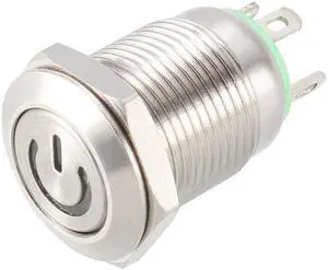 Momentary Metal Push Button Switch Flat Head 12mm Mounting Dia 1NO 3-6V Green LED Light