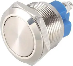 Latching Metal Push Button Switch Flat Head 22mm Mounting Dia 1NO 1pcs