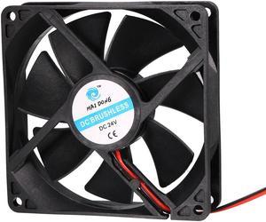 DC 24V 7 Vanes Cooling Cooler Fan w Metal Finger Guard 90mm x 90mm x 25mm