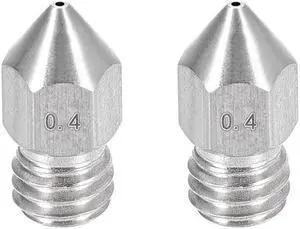 0.4mm 3D Printer Nozzle, Fit MK8 Extruder Head, for 1.75mm Filament Stainless Steel 2pcs