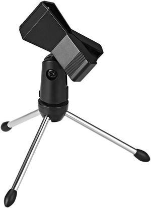 Universal Adjustable Desktop Microphone Stand Tripod Foldable Tabletop Stand Holder with Mic Clip