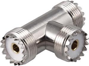 3 Way T-Shaped UHF Female Brass Coaxial Cable RF Connector Adapter 1pcs
