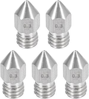 0.3mm 3D Printer Nozzle, Fit for MK8, for 1.75mm Filament Stainless Steel 5pcs