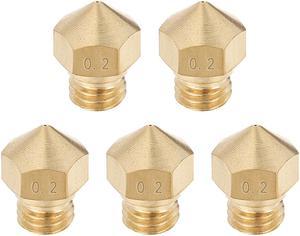 0.2mm 3D Printer Nozzle, Fit MK10 Extruder Head, for 1.75mm Filament Brass 5pcs