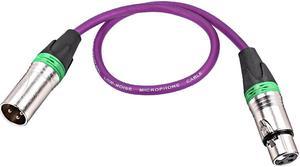 XLR Male to XLR Female Cable Line for Microphone Video Camera Sound Card Mixer Green Silver Tone XLR Purple Line 0.5M 1.64ft