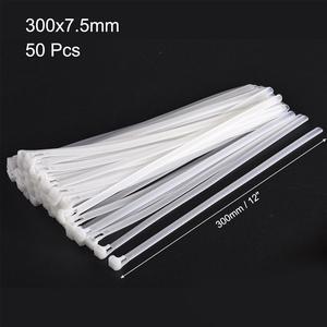 Reusable Cable Zip Ties 12 Inch Releasable Nylon Wire Slipknot Strap White 50pcs