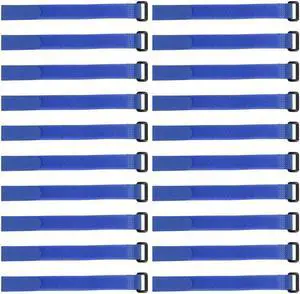 20pcs Hook and Loop Straps, 3/4-inch x 18-inch Securing Straps Reusable Fastening Cable Tie (Blue)
