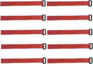 10pcs Hook and Loop Straps, 3/4-inch x 14-inch Securing Straps Reusable Fastening Cable Tie (Red)