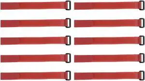10pcs Hook and Loop Straps, 3/4-inch x 6-inch Securing Straps Reusable Fastening Cable Tie (Red)