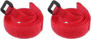 2pcs Hook and Loop Straps, 3/4-inch x 31-inch Securing Straps Reusable Fastening Cable Tie (Red)