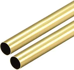 Brass Round Tube 300mm Length 10mm OD 0.2mm Wall Thickness Seamless Straight Pipe Tubing 2 Pcs