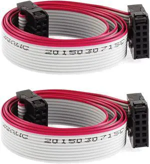 2 Pcs 10 Pin 10 Wire IDC Socket Flat Ribbon Cable 50cm Long