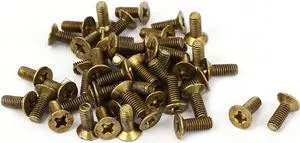 M3 x 0.5mm Pitch Metric Phillips Drive Countersunk Screws Brass Tone 50 Pcs
