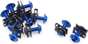 10 Pcs Blue Motorcycle Scooter Fairing Hexagon Bolts Hex Screws w Metal Holder