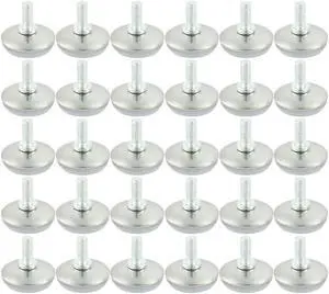 30Pcs M8 x 15mm Adjustable Thread Screw On Type Furniture Glide Leveling Feet