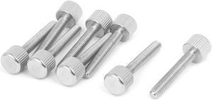 Computer PC Case Stainless Steel Flat Head Knurled Thumb Screw M4 x 25mm 8pcs