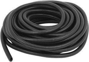 Plastic 7mm x 10mm Flexible Corrugated Conduit Pipe Hose Tube Black 11.8M Long