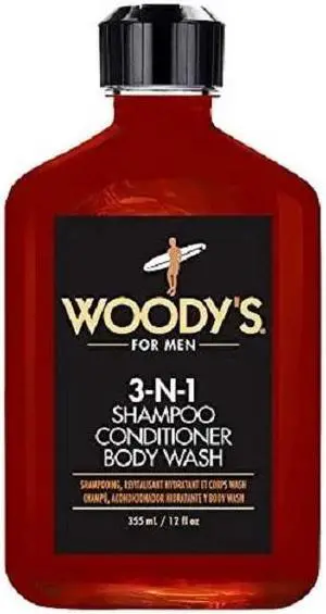 Woody's 3-N-1 Shampoo Conditioner Body Wash 12oz