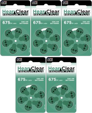 HearClear Size 675P Cochlear Implant Hearing Aid Batteries GREEN TAB (30 Pack)