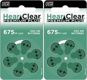 Hear Clear Size 675P PR44SP Cochlear Implant Hearing Aid Batteries (12 Batteries)