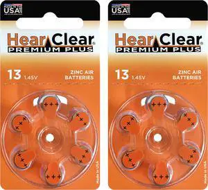 Hear Clear Size 13 PR48 Hearing Aid Batteries Orange Tab (12 Batteries)