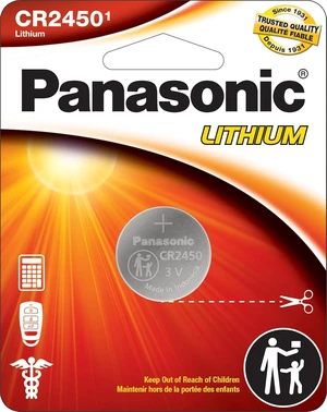 Panasonic CR2450 3.0 Volt Long Lasting Lithium Coin Cell Batteries in Child Resistant, Standards Based Packaging, 1-Battery Pack Panasonic CR2450 3.0 Volt Long Lasting Lithium Coin Cell Batteries in Child Resistant, Standards Based Packaging, 1-Battery Pack