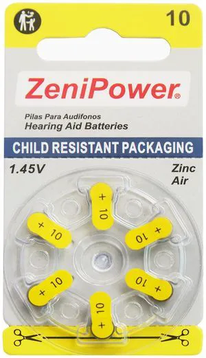 ZeniPower Size 10 PR70 1.45V Zinc Air Hearing Aid Batteries (Pack of 6) ZeniPower Size 10 PR70 1.45V Zinc Air Hearing Aid Batteries (Pack of 6)