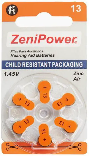 ZeniPower Size 13 PR48 1.45V Zinc Air Hearing Aid Batteries (Pack of 6) ZeniPower Size 13 PR48 1.45V Zinc Air Hearing Aid Batteries (Pack of 6)