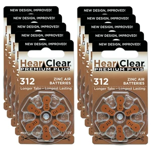 HearClear Size 312 Zinc Air 1.45V Hearing Aid Batteries Brown Tab (60 Pack) HearClear Size 312 Zinc Air 1.45V Hearing Aid Batteries Brown Tab (60 Pack)