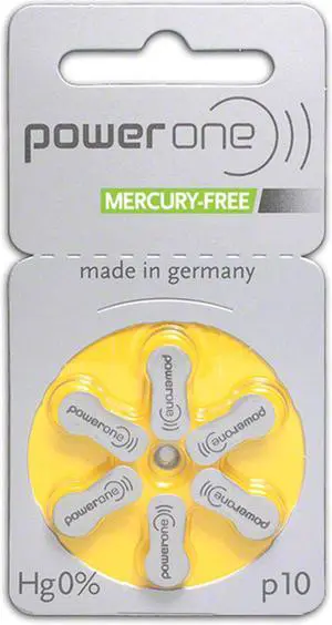 PowerOne Mercury Free Size 10 Hearing Aid Batteries (60 Batteries)