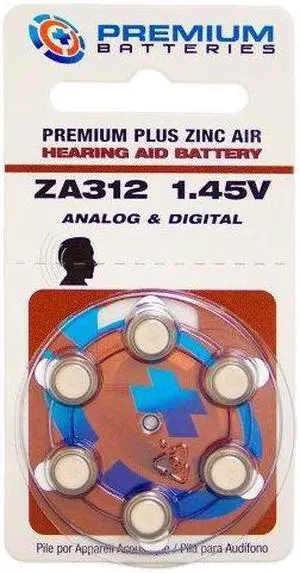 Premium Batteries Size 312 Premium Plus Zinc Air Hearing Aid Batteries 1.45V (60 pcs)
