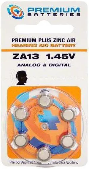 Premium Batteries Size 13 Premium Plus Zinc Air Hearing Aid Batteries 1.45V (60 pcs)