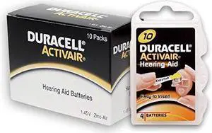 Duracell Size 10 Activair Hearing Aid Batteries 40 batteries
