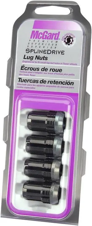 McGard 65354BK Chrome/Black Cone Seat SplineDrive Lug Nuts (M12 x 1.25)Set of 4