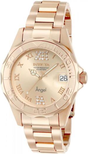 Invicta Women's 14398 Angel Quartz 3 Hand Rose Gold Dial Watch