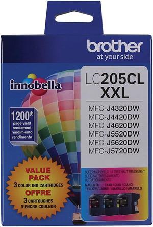 Brother Genuine Super High Yield Color Ink Cartridge, LC2053PKS, Replacement Color Ink Three Pack, Includes 1 Cartridge Each of Cyan, Magenta & Yellow, Page Yield Up To 1200 Pages/Cartridge, LC205