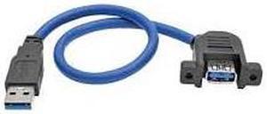 Tripp Lite USB 3.0 Superspeed Panel Mount Type-A Extension Cable (M/F) 1 ft. (U324-001-APM)