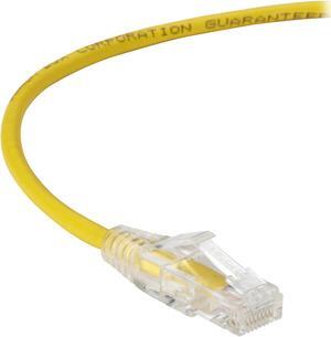 Black Box C6PC28-YL-02 Slim-Net CAT6 250-MHz 28-AWG Stranded Ethernet Patch Cable - Unshielded, PVC, Snagless Boot, Yellow, 2-ft.