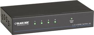 BLACK BOX NETWORK SERVICES - DISTRIBUTE 4K HDMI VIDEO RESOLUTIONS AND AUDIO TO FOUR DISPLAYS.