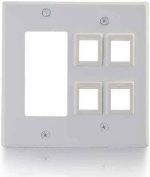 C2G 41341 C2G Decora Compatible Cutout with Four Keystone Double Gang Wall Plate - White - 2-gang - White - Metal C2G 41341 C2G Decora Compatible Cutout with Four Keystone Double Gang Wall Plate - White - 2-gang - White - Metal