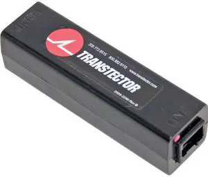TRANSTECTOR 10/100 Base-T (x) Gas Tube Arrestor. Covers all POE circuits upto 60V. RJ 45 connectors. Not rated for outdoor use unless in enclosure