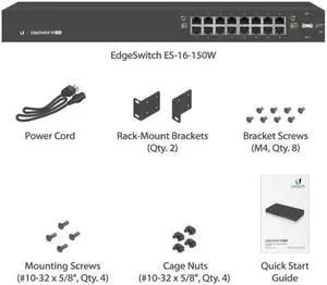 Ubiquiti Networks EdgeSwitch ES-16-150W-US Managed PoE+ Gigabit Switch with SFP, 150W