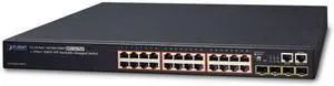 Planet SGS-6340-24P4S Layer 3 24-Port 10/100/1000T 802.3at PoE + 4-Port 1000X SFP Stackable Managed Switch (370W)