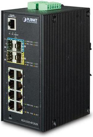 Planet IGS-5225-8T2S2X Industrial L2+ 8-Port 10/100/1000T + 2-Port 100/1000X SFP + 2-Port 10G SFP+ Managed Ethernet Switch (-40 ~ 75 degrees C)