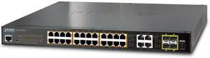 Planet GS-4210-24P4C IPv6/IPv4 24-Port Managed 802.3at POE+ Gigabit Switch 4-Port Gigabit TP/SFP (220W)
