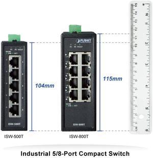 Planet ISW-800T IP30 Compact Size 8-Port 10/100TX Industrial Fast Ethernet Switch (-40~75 degrees C)